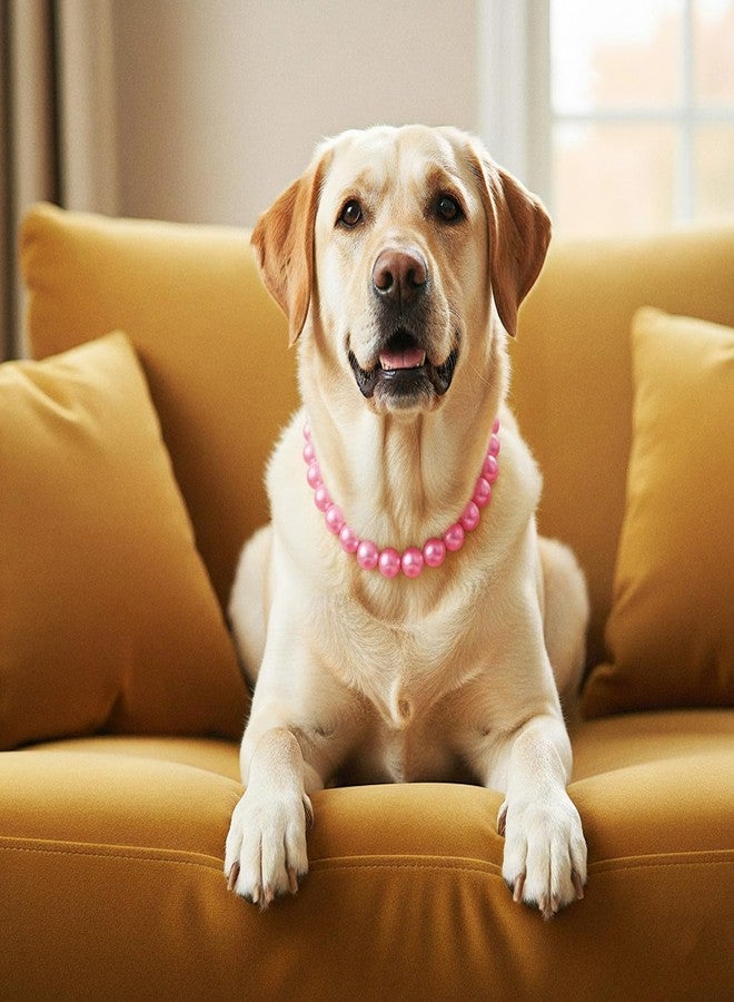 Ymapinc Chunky Pearl Pink Dog Collar, Adjustable Pearl Necklace for Dogs, Fancy Beaded Collar for Female Dogs - Image 4